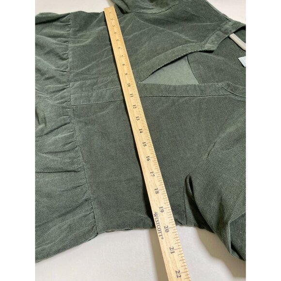 Lucky Brand Green Corduroy Tiered Long Sleeve Dress Women's Size Medium Solid - Picture 5 of 16